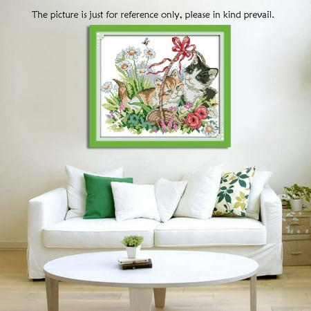 Knit Coat Pattern - DIY Handmade Needlework Cross Stitch Set Embroidery Kit Precise Printed Lovely Cats Pattern Cross-Stitching 38 * 34cm Home Decoration
