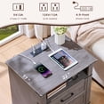 thumbnail image 3 of Leyaoyao Night Stand with Charging Station, Farmhouse 2 Drawers Bedside Table, End Tables with Solid Wood Foot for Living Room, Bedroom, Grey, 3 of 7