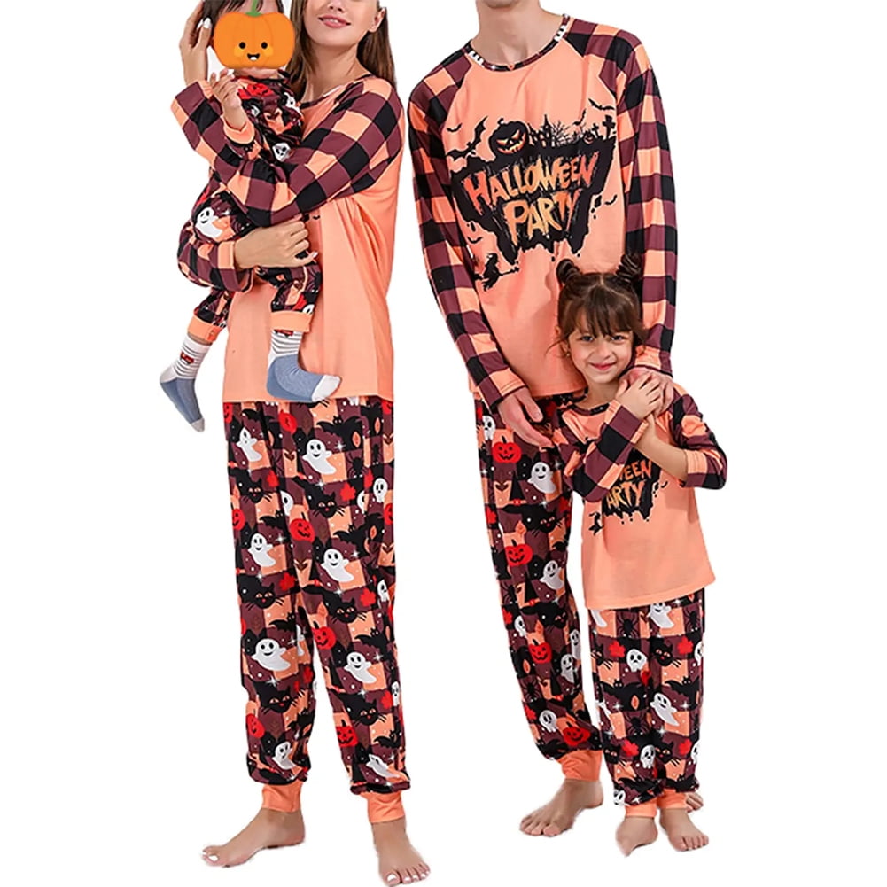 Family Matching Halloween Pajamas Set Printed Long Sleeve T-Shirt Pants ...