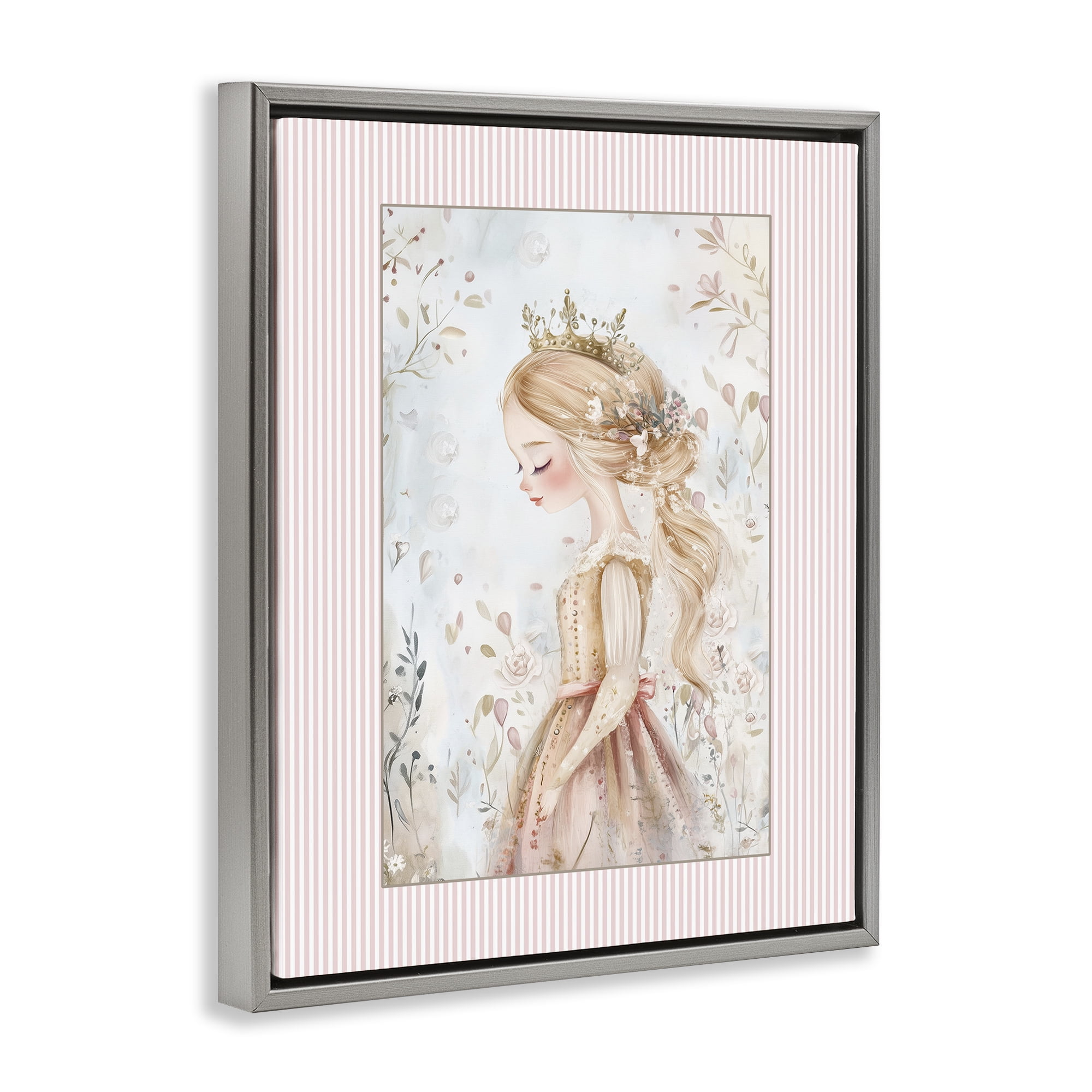 Stupell Industries Enchanted Dreams Princess Gray Framed Floater Canvas Wall Art, design by Christine Simpson Art