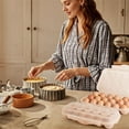 thumbnail image 3 of TAROFISH Reusable Egg Carton with Lid 18-Cell Stackable Refrigerator Egg Storage Container Plastic Egg Tray for Kitchen Restaurant Camping 11.81 Inch,Khaki, 3 of 7