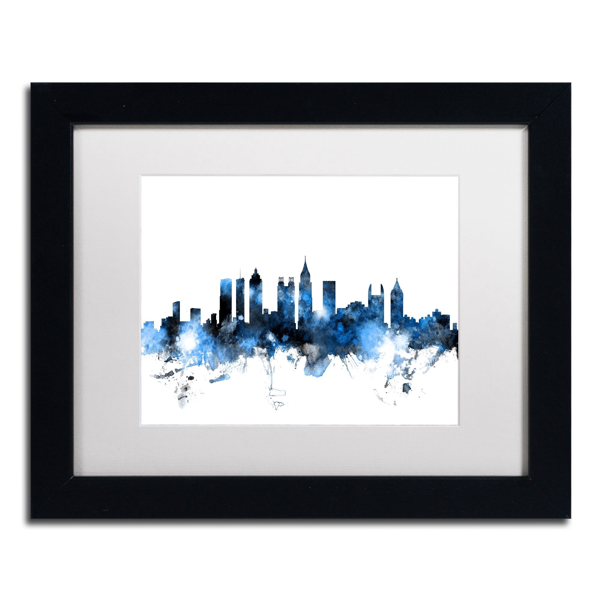 Trademark Fine Art "Atlanta Georgia Skyline White" Canvas Art by Michael Tompsett, White Matte, Black Frame
