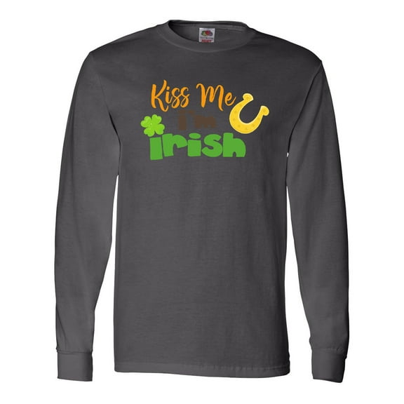 Inktastic Saint Patrick's Day, Kiss Me I'm Irish, Clovers Long Sleeve T-Shirt