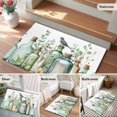 thumbnail image 5 of 2x3 Ft Entryway Area Rug, Green Eucalyptus Leaves Kitchen Rug Runner Washable Floor Mat, Watercolor Vase Birds Botanical Non Slip Indoor Door Mat Throw Carpet for Bathroom Living Room Bedroom, 5 of 8