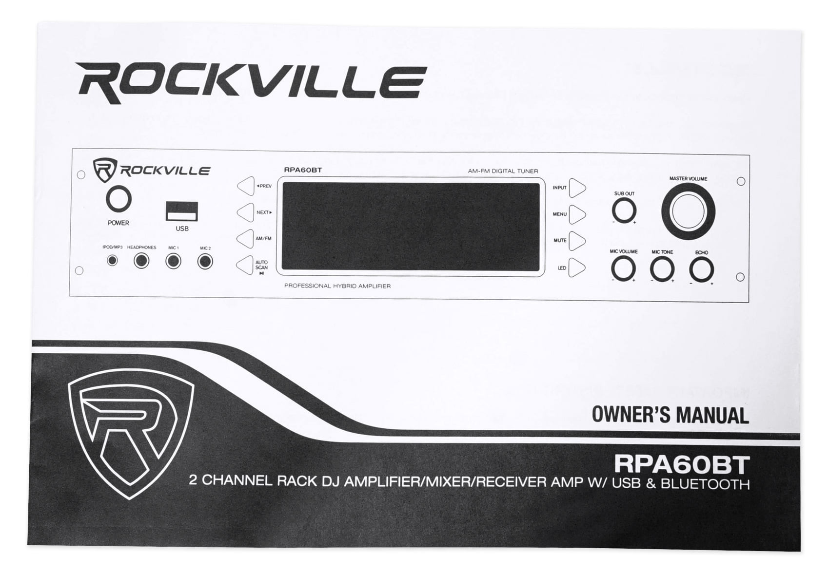 Rockville RPA60BT Bluetooth Karaoke Receiver Amplifier+(4) Wall Speakers+Mics