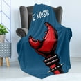 thumbnail image 4 of Indie Soft Flannel Fleece Blanket, Crab Claw with Spiky Wristbands Heavy Rock Live Music Performance Inscription Art, Cozy Plush for Indoor and Outdoor Use, 50" x 60", Blue Red Black, by Ambesonne, 4 of 5