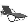 thumbnail image 3 of vidaXL Sun Lounger with Cushion & Table Poly Rattan Black, 3 of 10