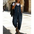 thumbnail image 6 of sicmoss Women's Blue Y2K Baggy Wide Leg Bib Overalls Adjustable Strap with Pockets, 6 of 7