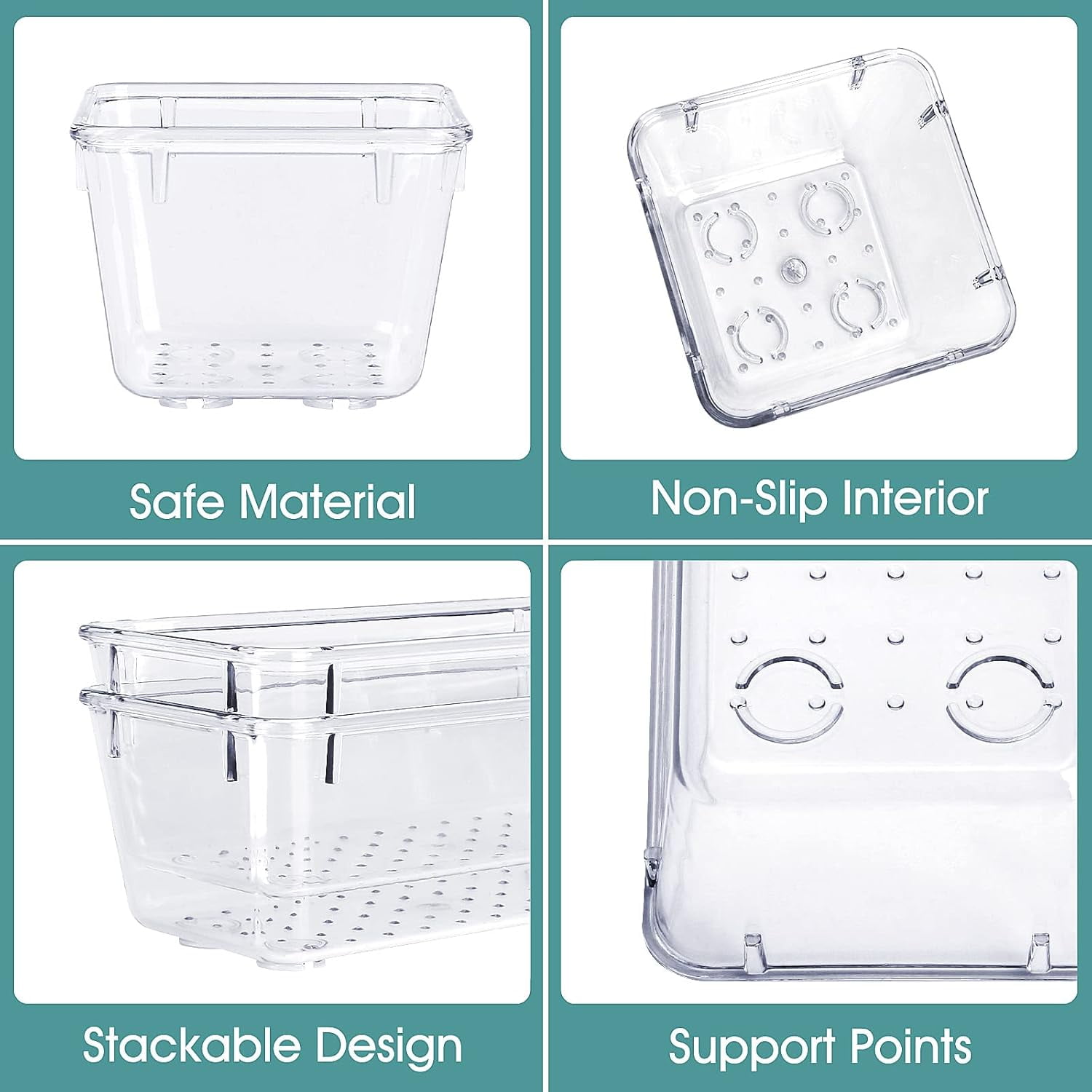 Clear Plastic Drawer Organizer Set,Desk Drawer Divider Organizers and Storage Bins for Makeup, Jewelry, Gadgets for Kitchen, Bedroom, Bathroom, Office