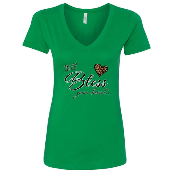 Inktastic Well Bless Your Heart with Leopard Print Women's V-Neck T-Shirt