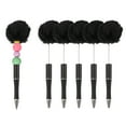 thumbnail image 1 of Bolígrafos de bola de pompón Uxcell, bolígrafos esponjosos de bola de pompones de plástico, bolígrafo con cuentas lindo para regalo de bricolaje, escritura, suministros de oficina - 6 Pcs (Negro), 1 of 7