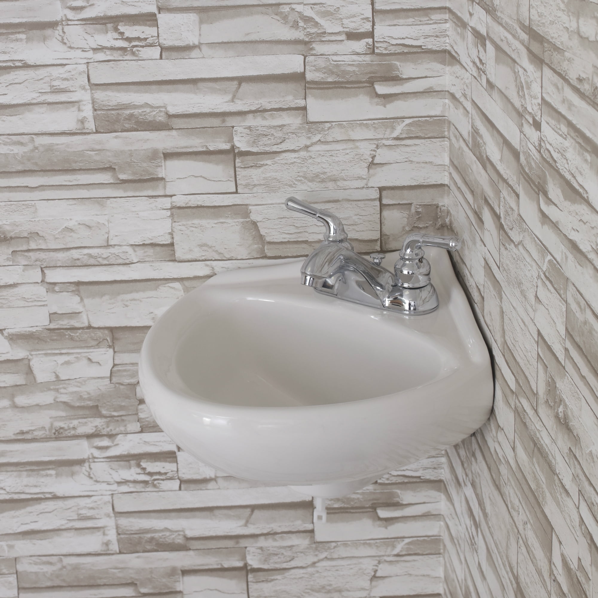 14.25'' ceramic corner wall mount bathroom sink