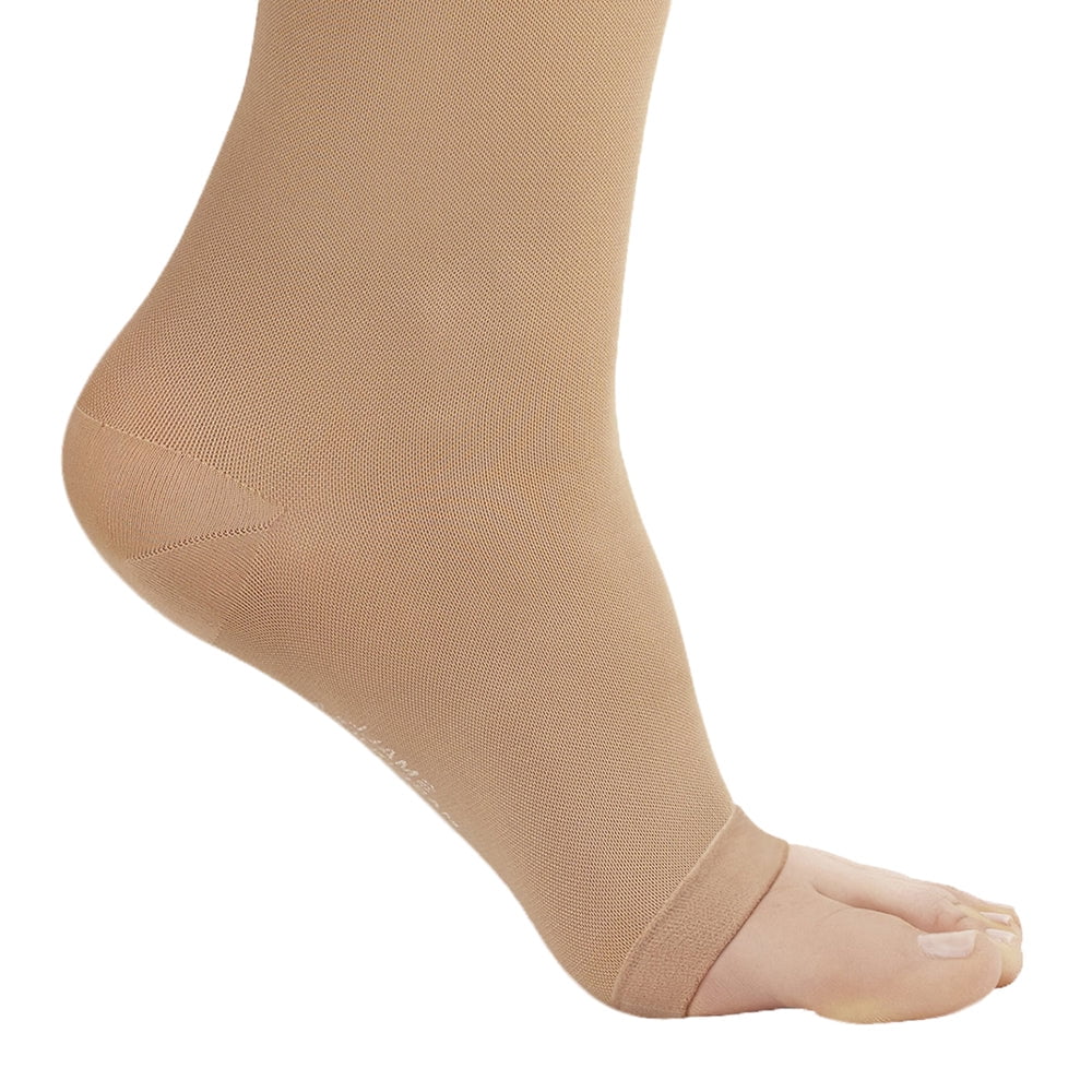 Ames Walker AW Style 213 Microfiber Opaque 20-30 mmHg Firm Compression Open Toe Knee High Stockings Natural Large