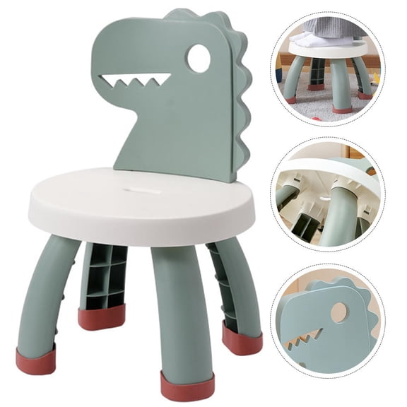 GAXIRE Kids Plastic Back Stool with Dinosaur Design, and Lightweight Children's Chair, 1 Set