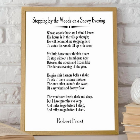 Kna Prints - 1 Pc Poster Stopping By The Woods On A Snowy Evening By Robert Frost, UNFRAMED-8x12