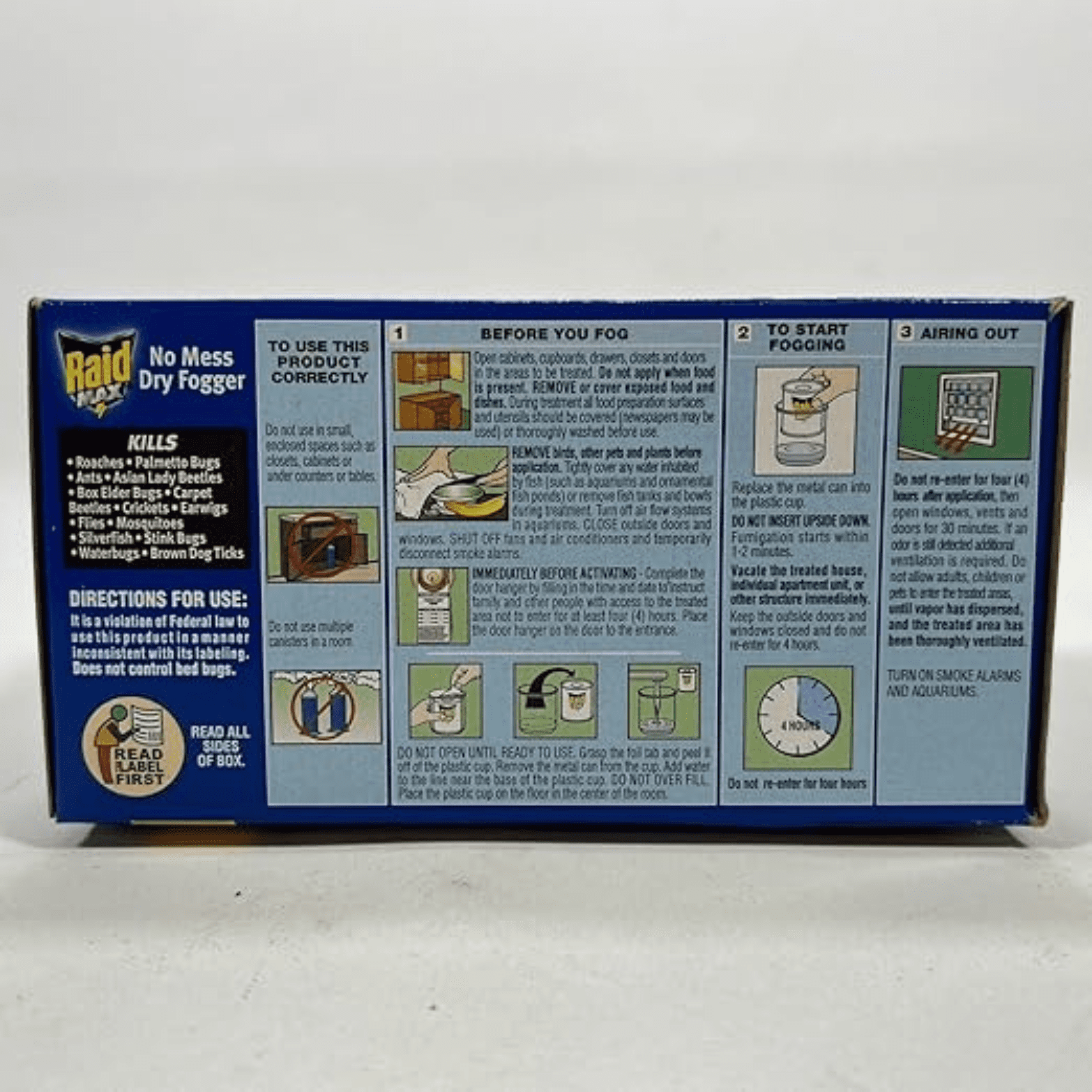 SC Johnson Raid Max No Mess Dry Fogger Roaches Bugs Ants Beetles Crickets Flies Mosquitoes Ticks Waterbugs (One Unit Treats 2,560 Cu Ft)  2-Units
