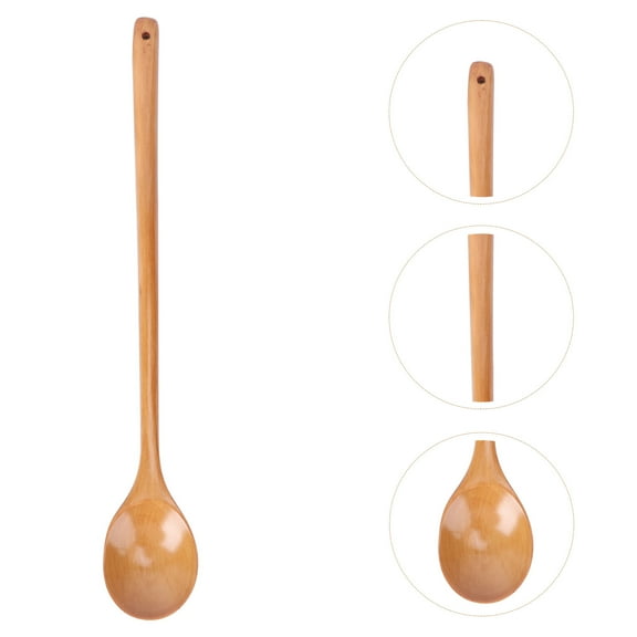 Omeite Hot pot spoon extended wooden soup spoon long handle stirring spoon cooking spoon 33.5cm 2 pieces sold
