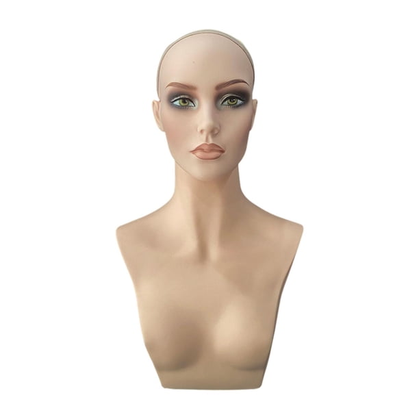 Cabeza de Maniquí Femenino con Hombros, Busto de Cabeza de Maniquí, Soporte de Exhibición de Peluca Multiusos Profesional para Sombreros, Aretes Y Col