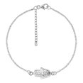 thumbnail image 2 of Symbolic Hamsa Hand Sideways Charm Sterling Silver Chain Bracelet, 2 of 5