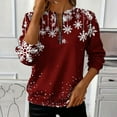 thumbnail image 2 of Christmas Clothes for Women 1/4 Zip Pullover Graphic Crewneck Sweatshirt Snowflakes Xmas Holiday Tops Loose (M, Red 05), 2 of 5
