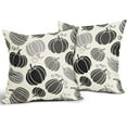 thumbnail image 2 of Fall Black Grey Gray Pumpkin Pillow Covers 16x16 Set of 2 Autumn Themed Thanksgiving Cream Print Decorative Throw Pillows Outdoor PillowCase Farmhouse Linen Cushion Case Decor for Home Sofa Couch Bed, 2 of 6