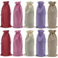 thumbnail image 1 of Paquete de bolsas de arpillera para botellas de vino con cordón, 10 unidades, 5 colores, bolsas de yute de lino reutilizables para regalo, bolsas de arpillera para envolver botellas (14,4 ×, 1 of 5