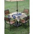 thumbnail image 5 of Square Outdoor Tablecloth with Umbrella Hole Blue Seahorse Coastal Outside Table Cloth Waterproof Patio Table Cover Starfish Summer Beach Vintage Zipper Tablecloths for Picnic Camping 54x54 Inch, 5 of 8