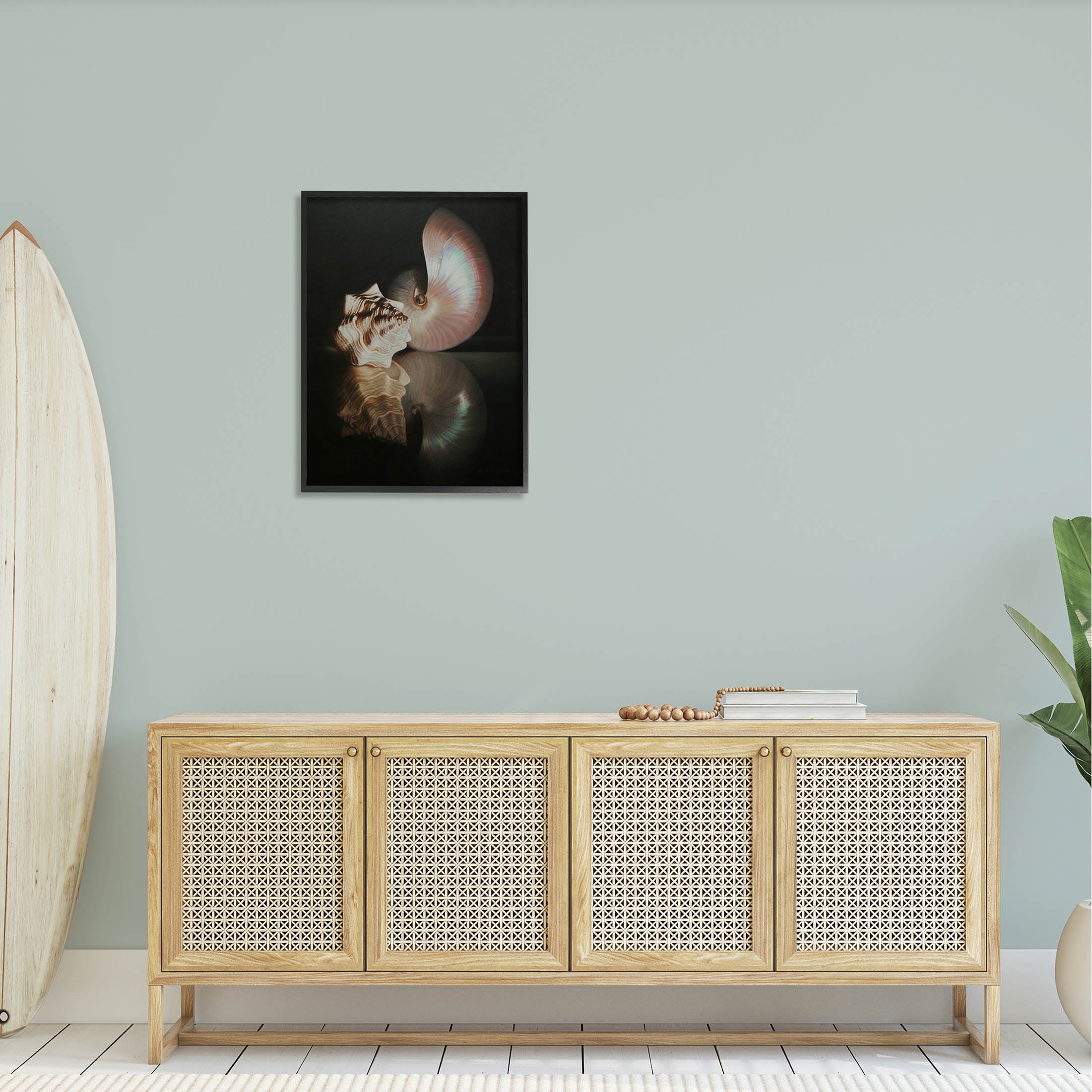 Stupell Industries Dark Sea Shells Still Life Photograph Black Framed Art Print Wall Art, Design by Cecile Baird