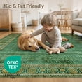 thumbnail image 4 of ODIKA 8'x10' Washable Area Rug Forest Bold Lattice Cartouche Vintage Faded Motif Sage Alfombra for King Size Bedroom Under Bed, Master Suite, Non-Shedding, Easy Care, 4 of 7