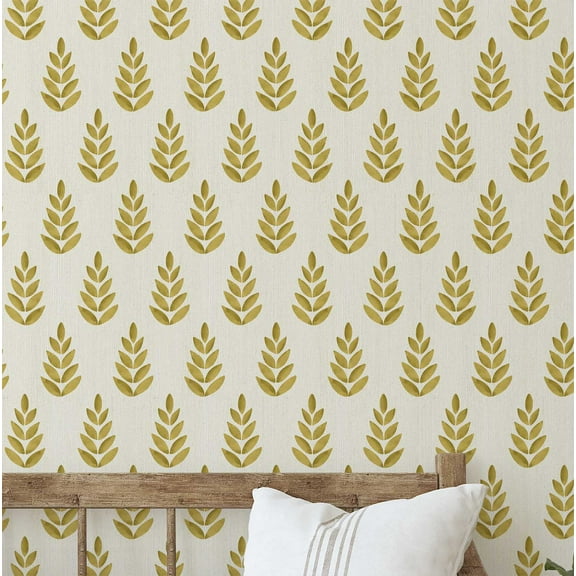 S4Sassy Peel & Stick Vinyl Wallpaper, Chic Mini Leaf Wallpaper Contact Paper Waterproof - Yellow, 25"x60", Textured Removable Wall Covering for Bedrooms & Living Areas, Renter Spaces, Cabinets