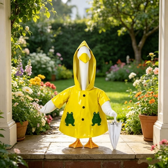 AuroraX Porch Goose Clothes Set 23" Raincoat Umbrella Set Porch Goose Summer Outfit 17-19 In Holiday Porch GooseCostume 20 inch Fall Outside Stuff