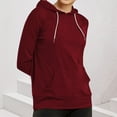 thumbnail image 4 of HongQid Women's Slim Fit Pullover Hoodie Lightweight Long Sleeve Kangaroo Pocket Basic Casual Sweatshirt, 4 of 6