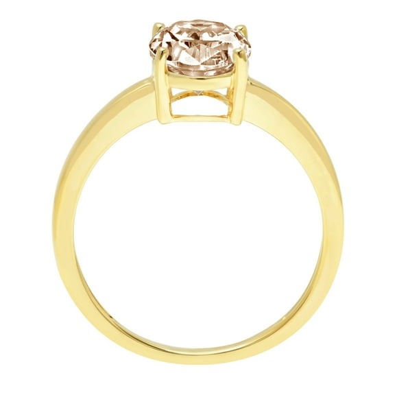 2 ct Oval Cut Simulated Champagne Diamond Solitaire Engagement Ring for Women in 18K Yellow Gold