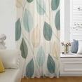 thumbnail image 6 of Teal Green Leaf Sheer Curtains 54 Inches Long, Farmhouse Vintage Middle Century Textured Light Filering Curtains, Breathable Simi Curtain Privacy Drapes for Kitchen Bathroom Small Window Treatment, 6 of 9