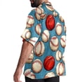 thumbnail image 3 of Baseball Men's Short Sleeve Button Down Poplin Hawaiian Shirt for Summer Beach, Casual Printed Unisex Style, 3 of 6