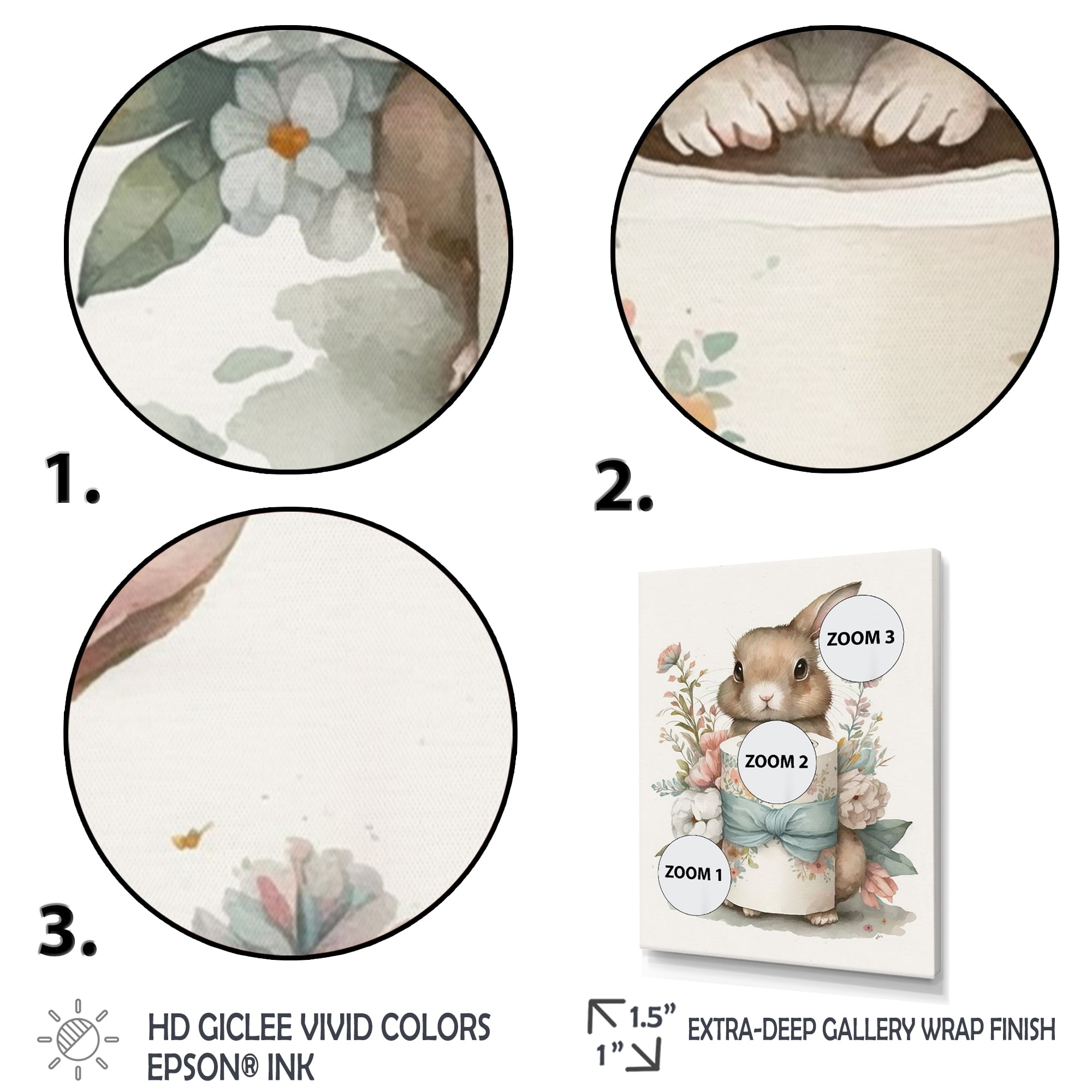 Designart Bunny With Roll Of Toilet Paper And Flowers I Canvas Wall Art