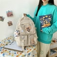 thumbnail image 2 of OOKWE Student Cute Backpack Harajuku Japanese Multi-Pocket School Bag with Pendant, 2 of 19