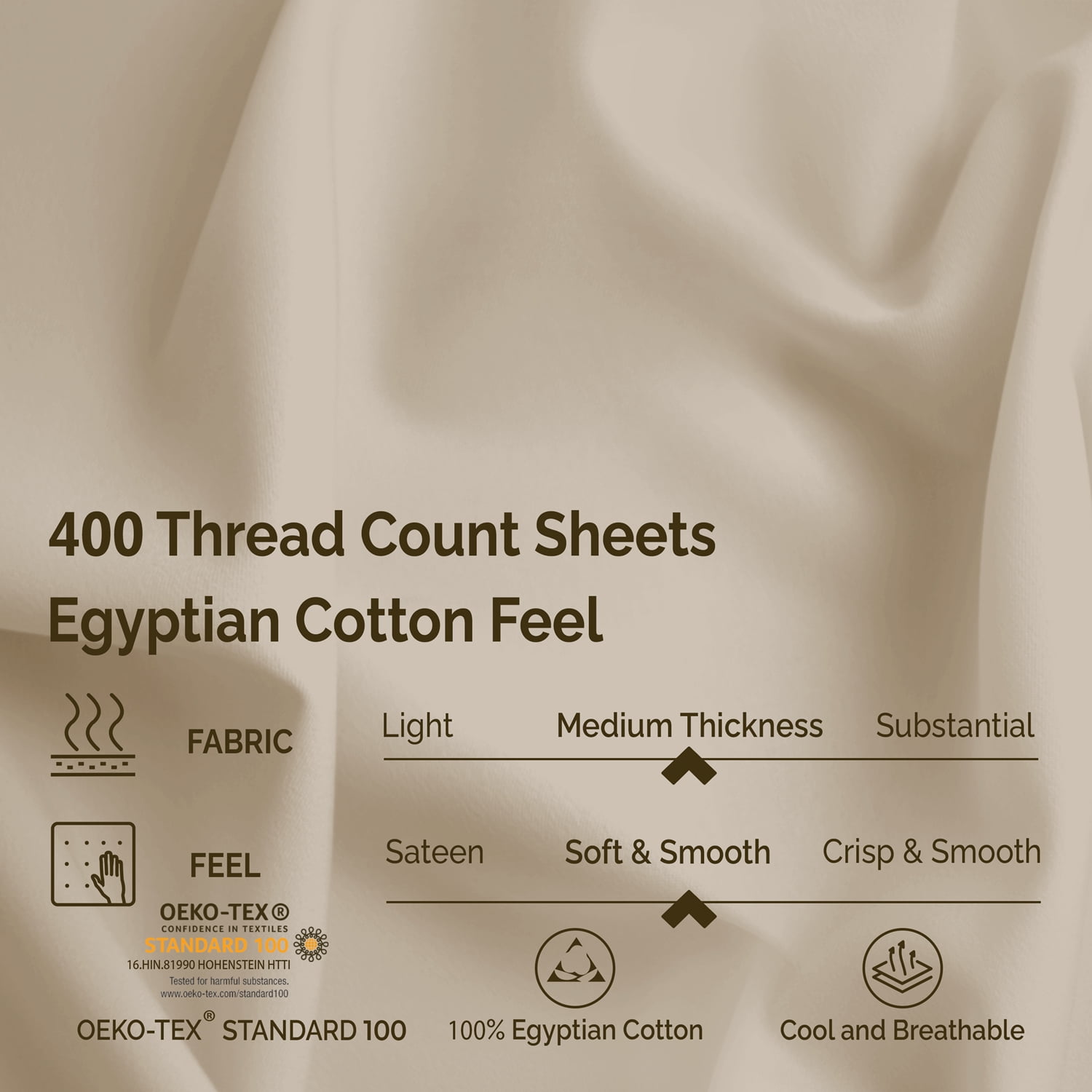 Superior 4-Piece Modern Ivory Egyptian Cotton Sheet Set, King