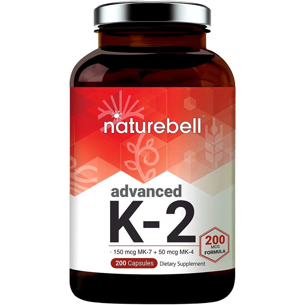 NatureBell Advanced Vitamin K2 Supplement with MK7 & MK4, 200 mcg