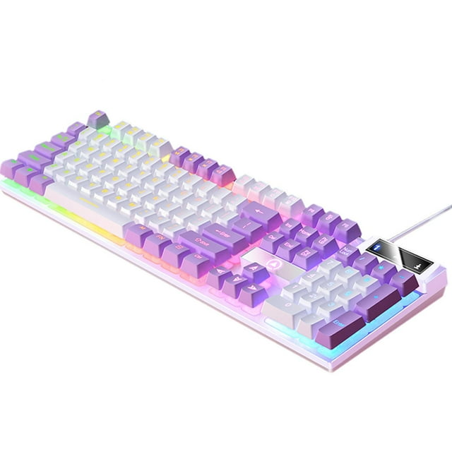lionlar Clavier de Jeu Mécanique USB RVB Rétroéclairé Confortable Réponse Rapide Multimédia Blanc