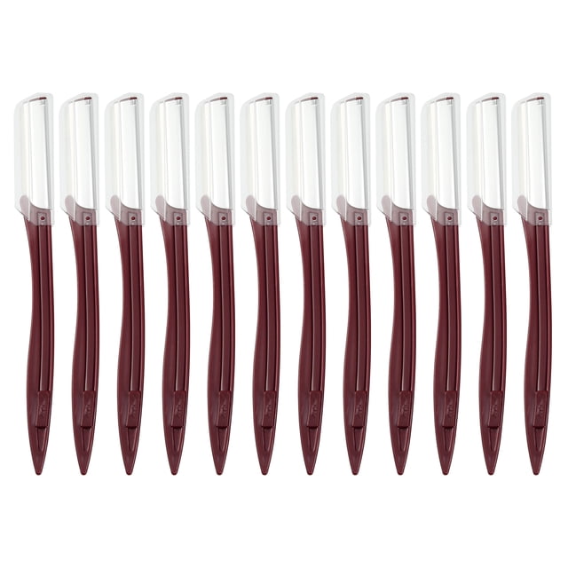 Unique Bargains Rasoir à Sourcils Vocoste pour Femmes avec Couvre-Sourcils Rouge Vin 12 Pcs