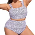 thumbnail image 1 of Aayomet Womens Bathing Suits Swimsuit Multi Color Solid Color Big Size Swimsuit Knitted Swimsuit (Purple, XXXXL), 1 of 5