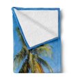 thumbnail image 2 of Cacun Soft Flannel Fleece Blanket, Image of a Single Palm Tree on the Beach Seaside Layout Holiday Destination, Cozy Plush for Indoor and Outdoor Use, 60" x 80", Sea Blue Multicolor, by Ambesonne, 2 of 5