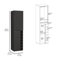 thumbnail image 4 of Depot E-Shop Haora Bar Cabinet With 2 Doors, Tray, Glass Rack, 7 Wine Cubbies, And 2 Inner Shelves, Black, 4 of 5