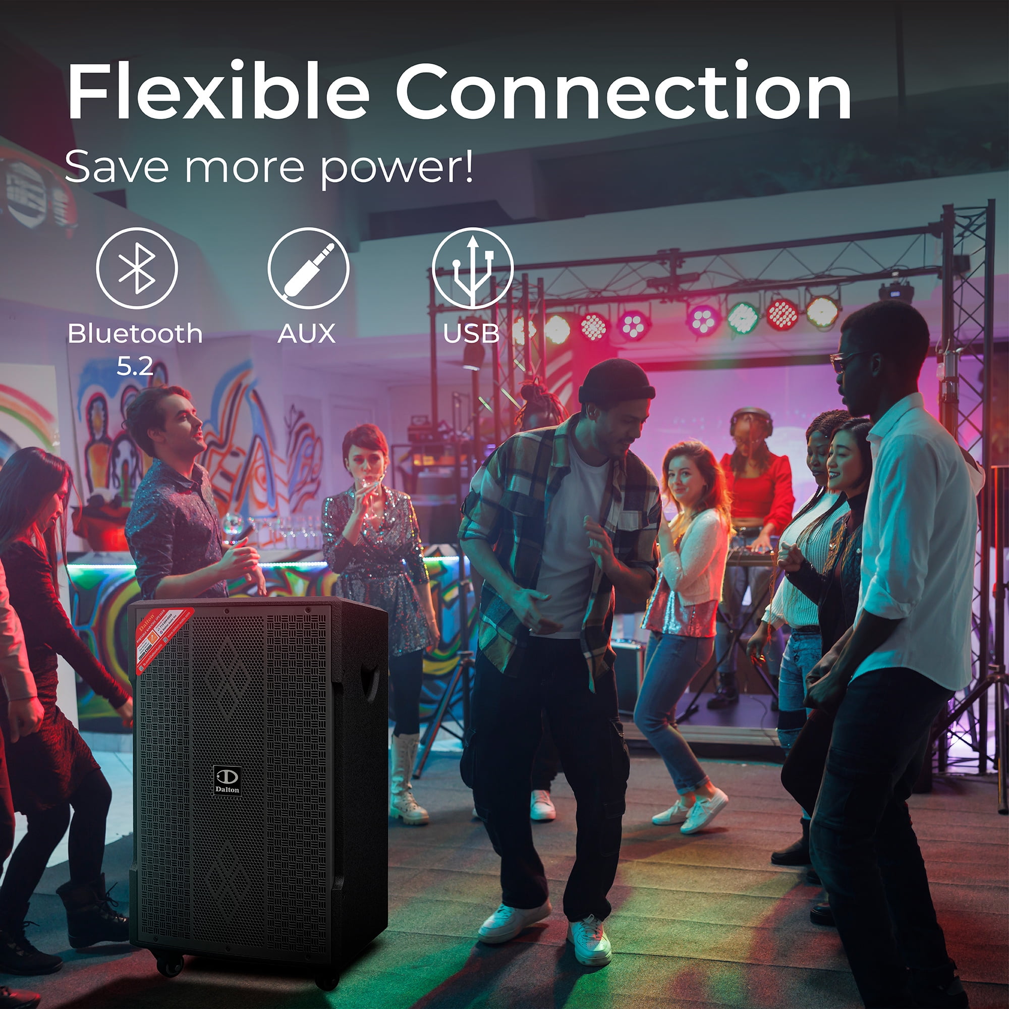 DALTON DS-12XPro Bluetooth Karaoke Machine for Adults, Kids 500W | 2 UHF Microphones | 360 Degree Wheels | 12" Woofer | USB/AUX | Trolley Speaker Car Outdoor Indoor Party
