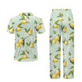 thumbnail image 6 of Yuyamidu Summer Lemon Lounge Sets Womens Button Down Shirt Short Sleeve with Pants Sleepwear Set V Neck Loungewear Soft Nightwear, 6 of 7