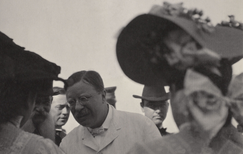 President Theodore Roosevelt Meeting Committee Of Ladies On The Wharf
