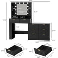 thumbnail image 2 of FANRAL 57" Fluted Vanity Dresser Combo with Lighted Mirror,RGB Adjustable Lighting & 8 Drawers,Mid-Century Modern Dressing Table with Built-in Charging Station for Bedroom,Black Vanity, 2 of 8