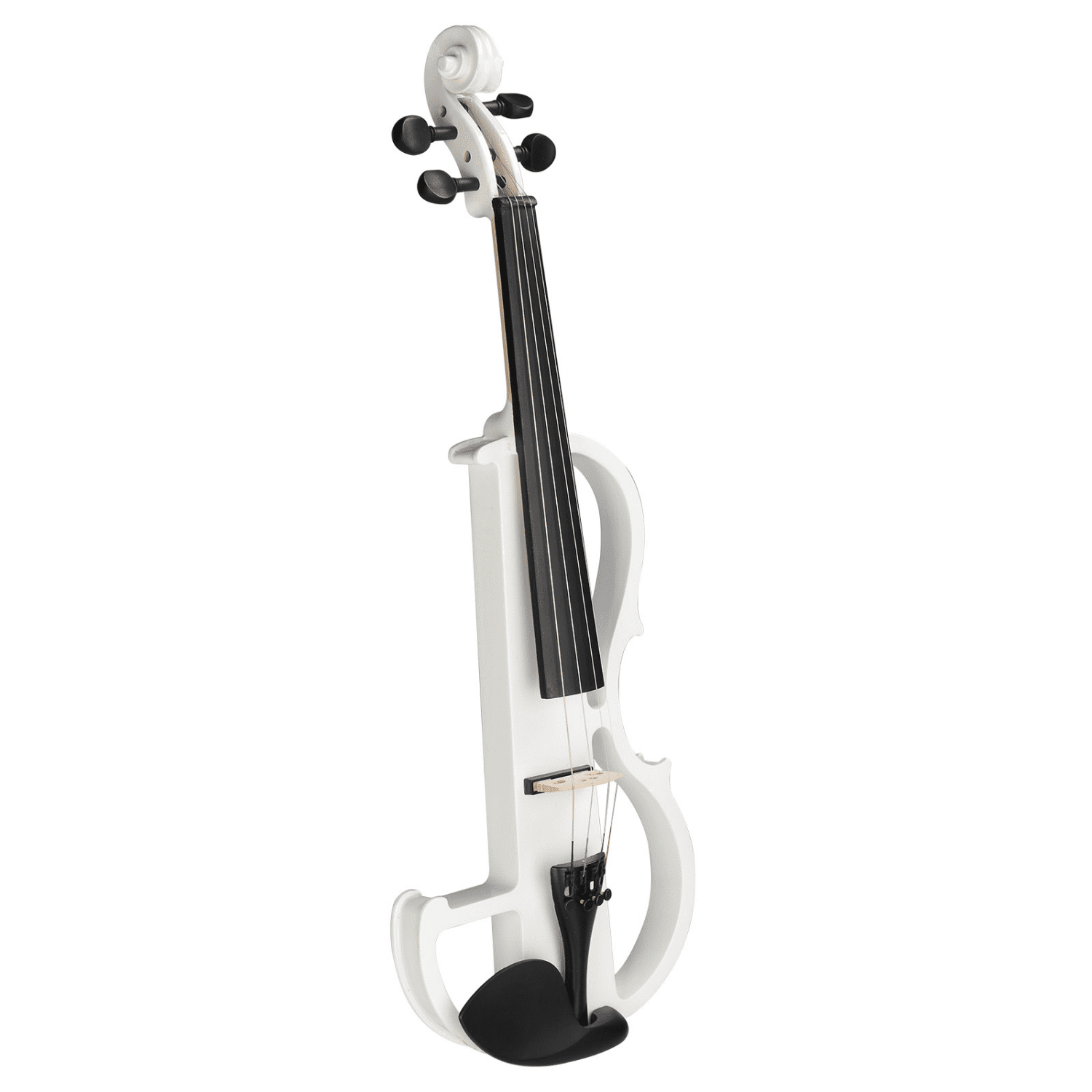 Hassch Electric Violin 4/4, Full Size Silent Violin Set for Adults Beginner, Fiddle with Case, Bow, Rosin, Headphones and Connecting Line, White