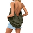 thumbnail image 3 of Lume Wear Summer Tops for Women 2026 Backless Cotton Linen Boho Beach Tank Tops Adjustable Spaghetti Strap Casual Camisole M&Green, 3 of 6